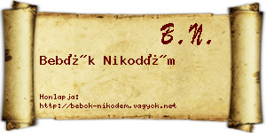 Bebők Nikodém névjegykártya